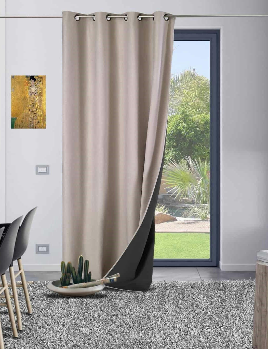 GALENA - Rideau thermique aspect velours 140x260cm Naturel