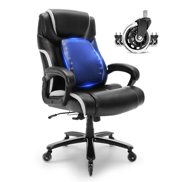 Fotel biurowy gabinetowy Ergonomiczny z podnóżkiem skórzany regulowany