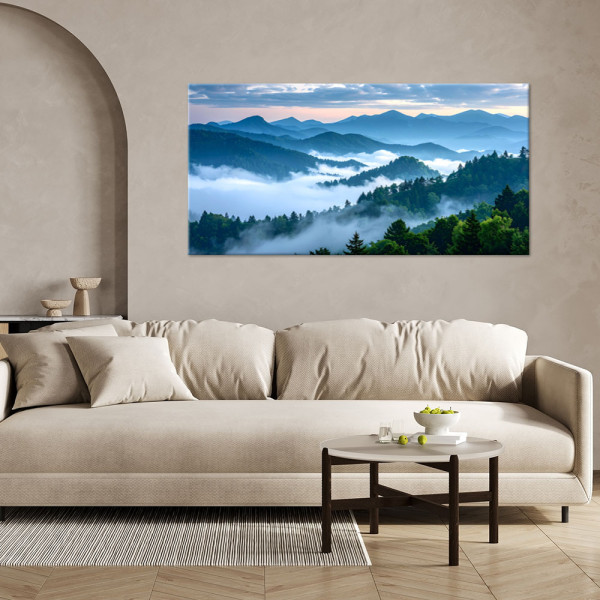 Obraz do salonu sypialni biura, Las góry we mgle krajobraz 80x40