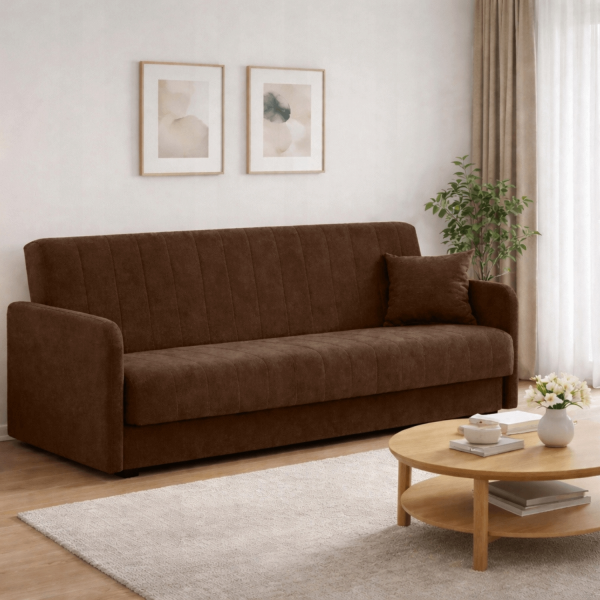 Wersalka Rozkładana Sofa Kanapa z Funkcją Spania Dwuosobowa Brązowa PORTO