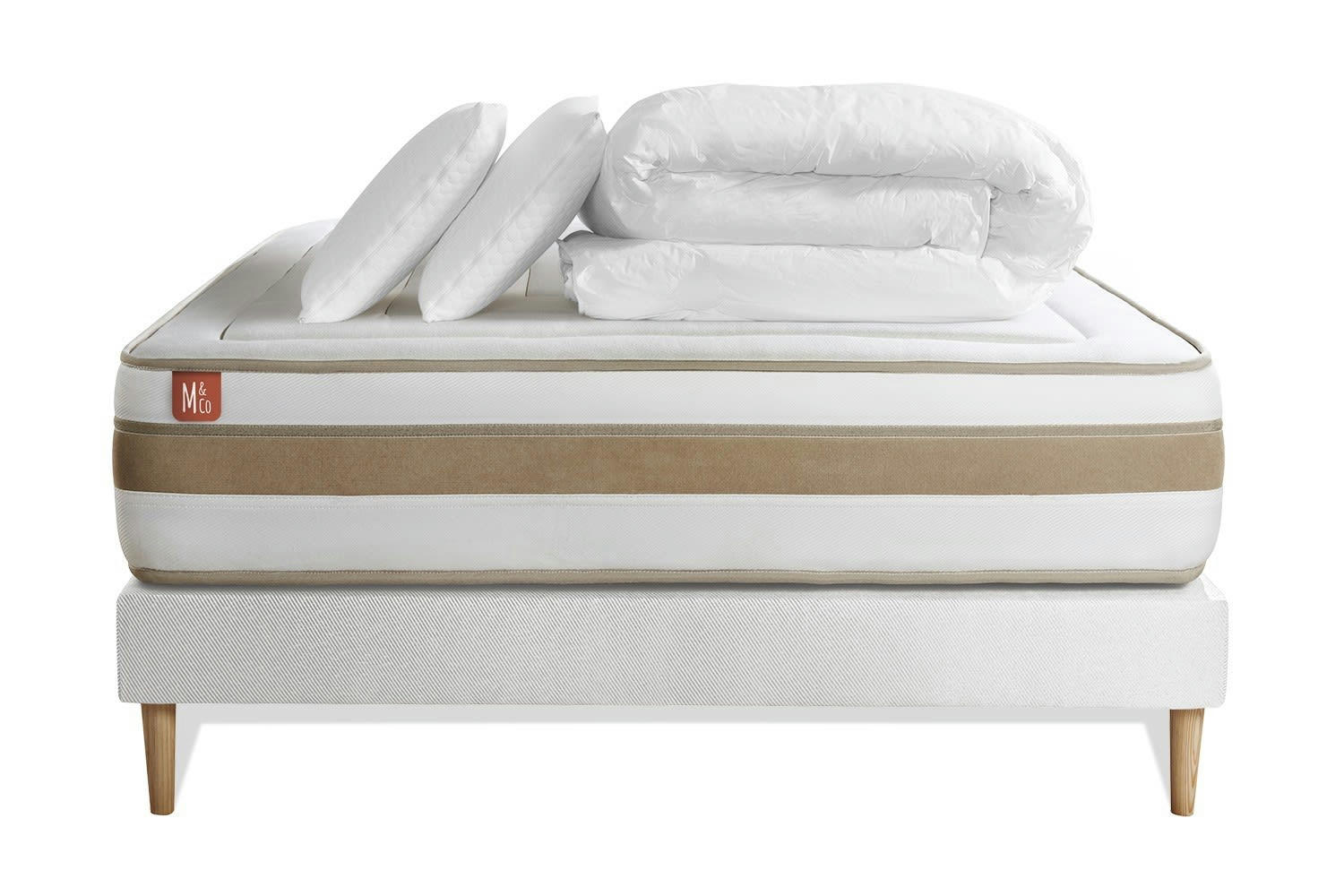 LE RAFFINÉ - Pack matelas sommier kit 200x200 oreiller couette
