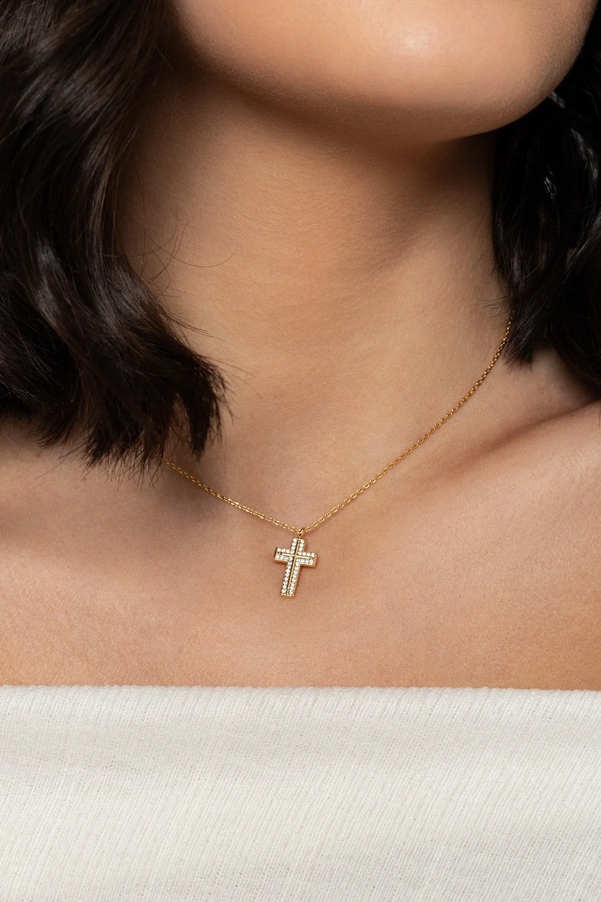 The Pink Box Gold Cross Necklace