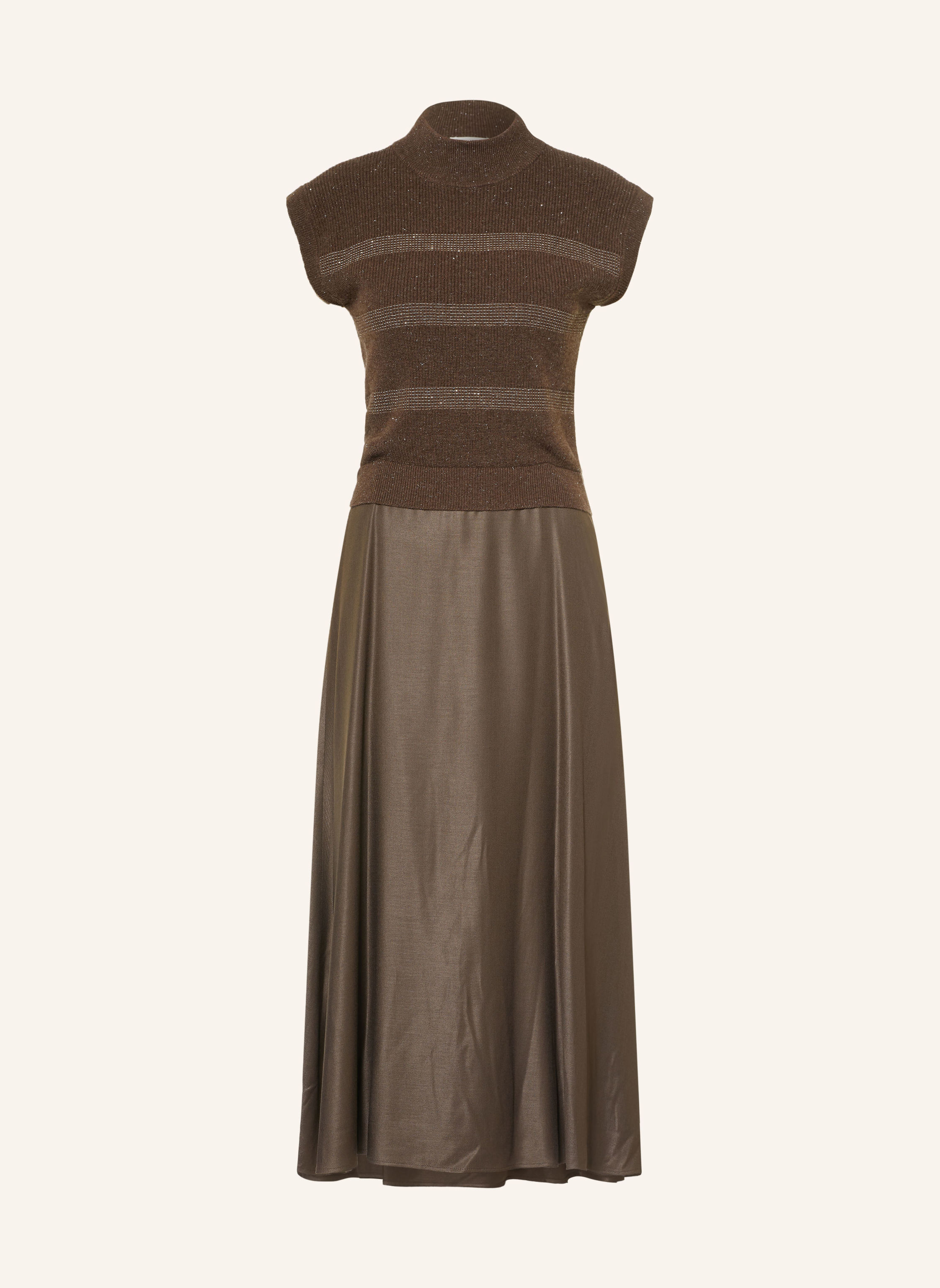 PESERICO Kleid im Materialmix mit Glitzergarn und Schmuckperlen