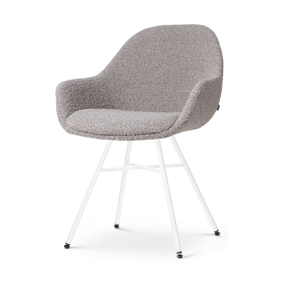 Nolon Noa-Mae Eetkamerstoel Bouclé Taupe - Armleuning - Witte Poten