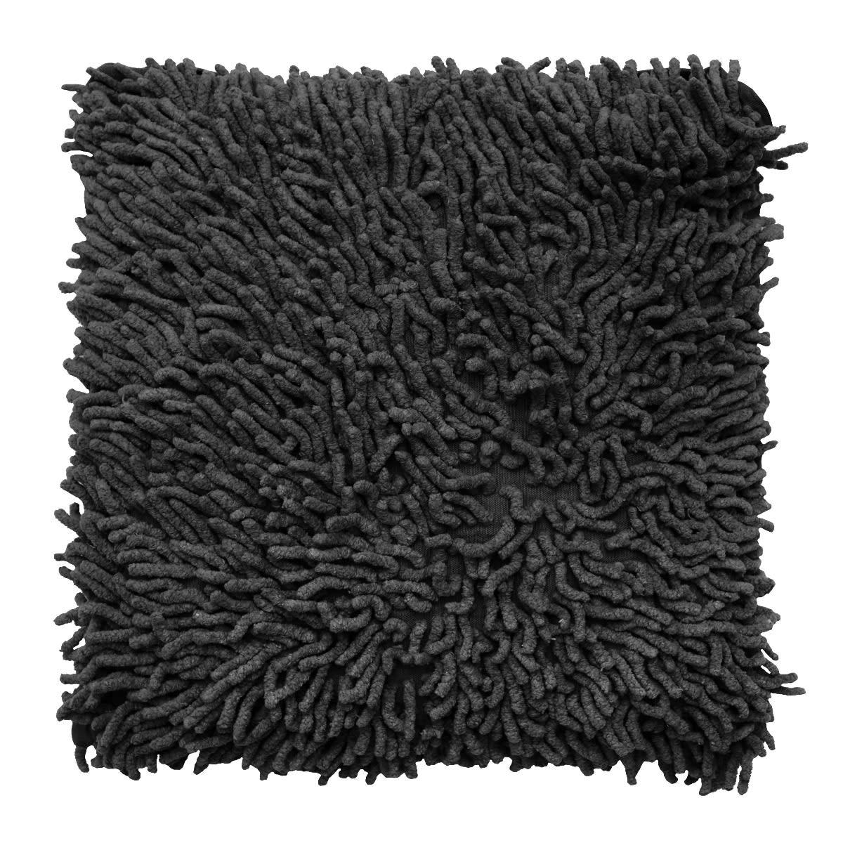 SHAGGY - Coussin en coton seventies noir 40x40