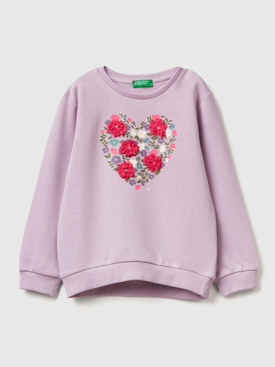 Sweatshirt with petal look applique