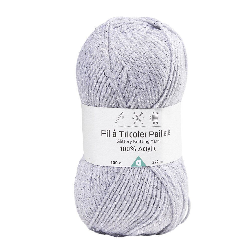 Pelote de fil à tricoter acrylique paillettes bleu 100Gr