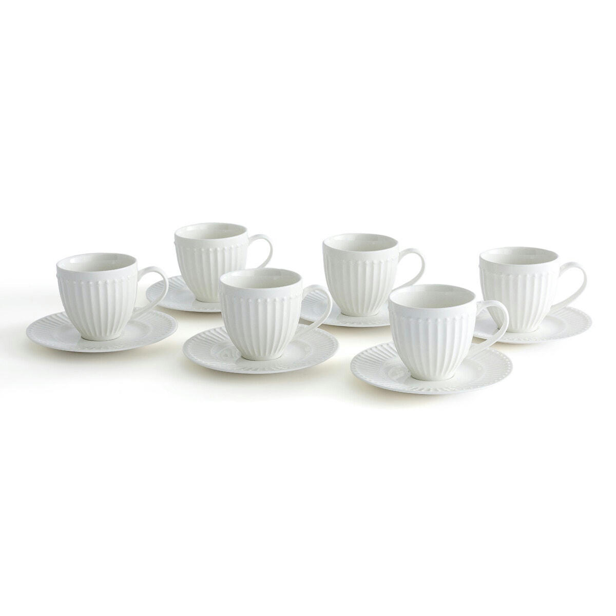Lot de 6 tasses à thé et sous-tasses, Jewely