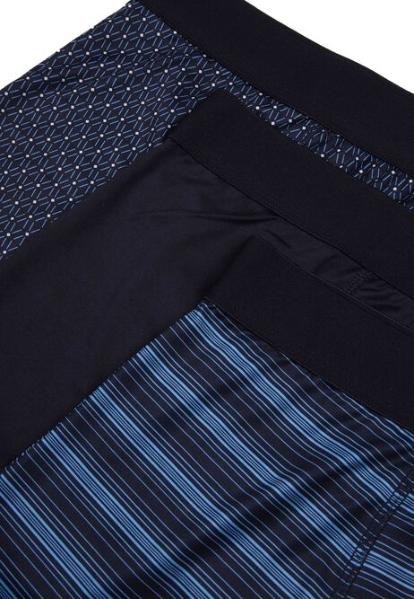 Mens 3pk Navy Stripe Smooth Hipster Trunks