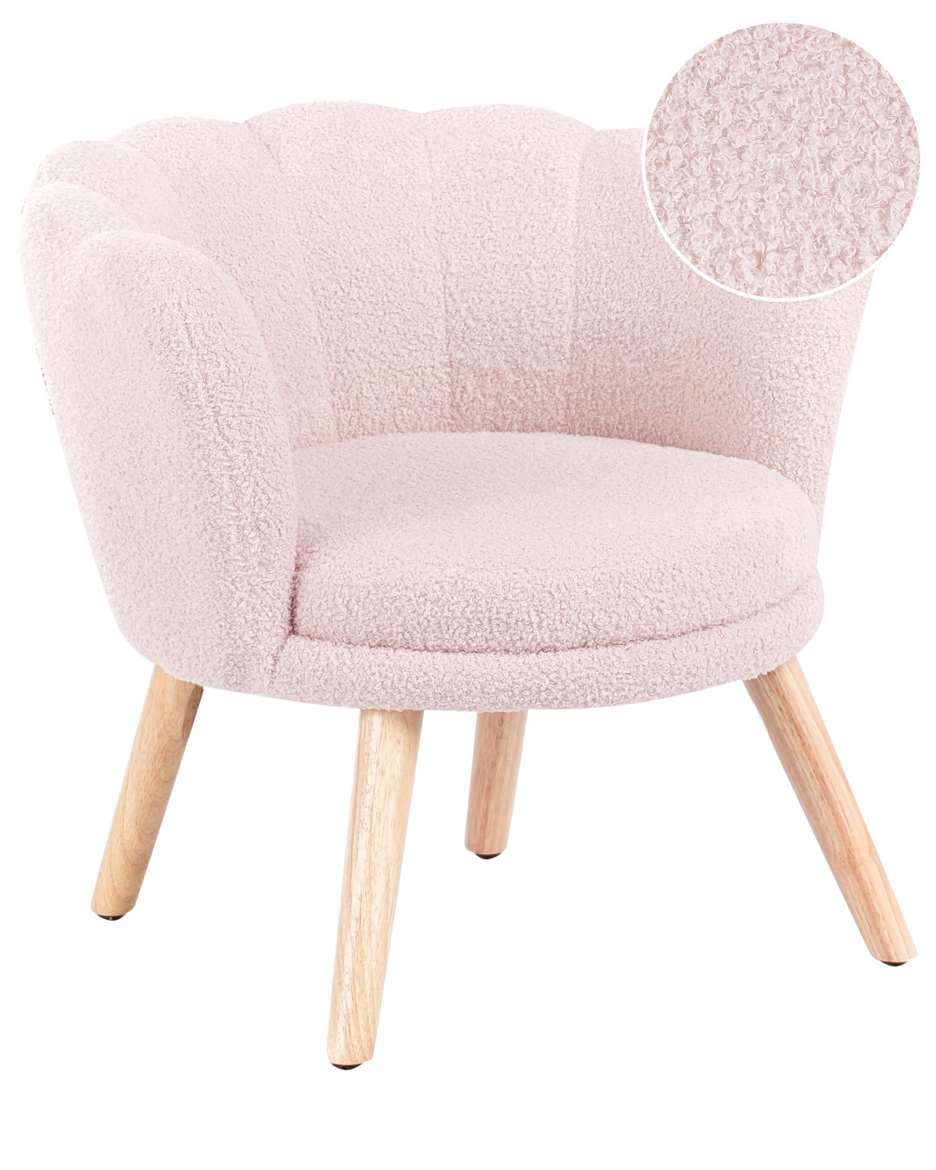 Kids Armchair HALBY Boucle Pastel Pink