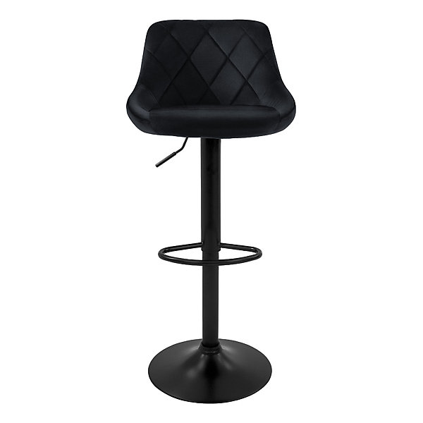 Lot 2 tabourets de bar rembourrées velours chaise noir hauteur réglable 62-82cm