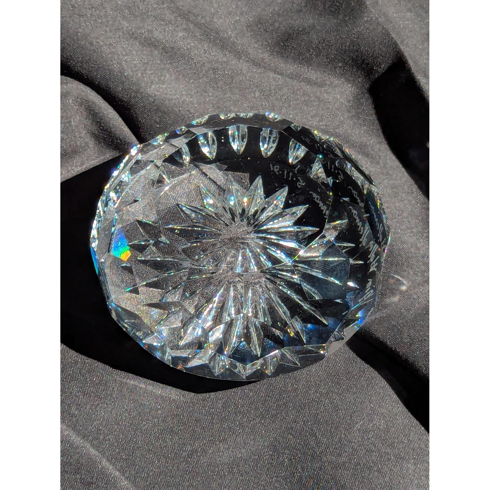 Vintage Waterford Crystal Paperweight, Starburst Cut Glass, Signed 1991