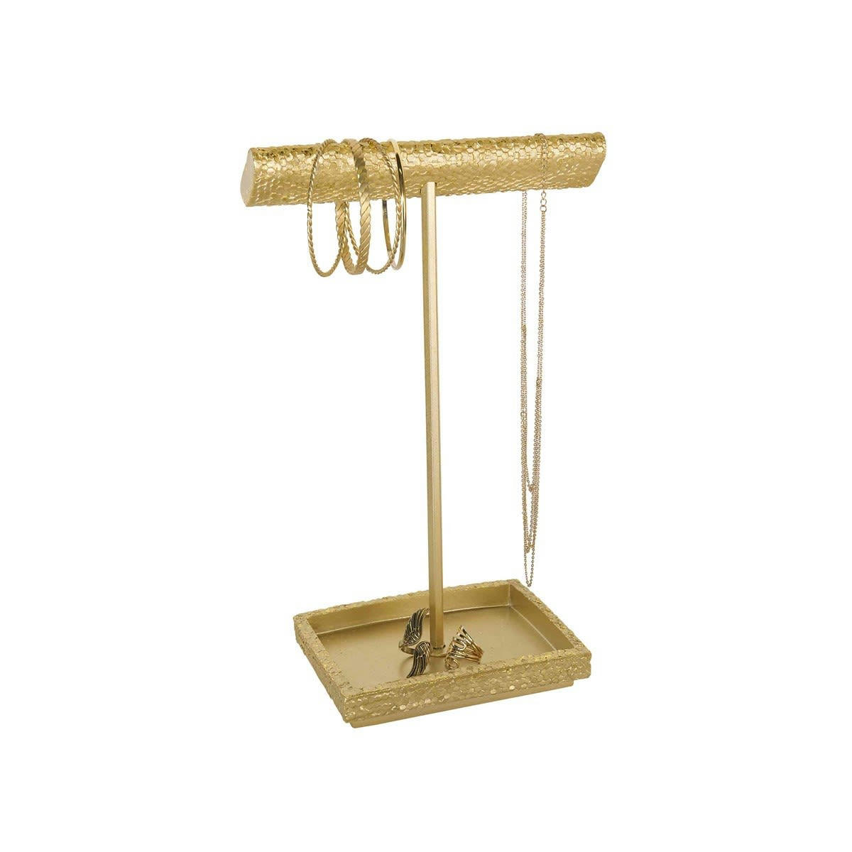 - Porte bijoux sequins doré 21x12x32cm