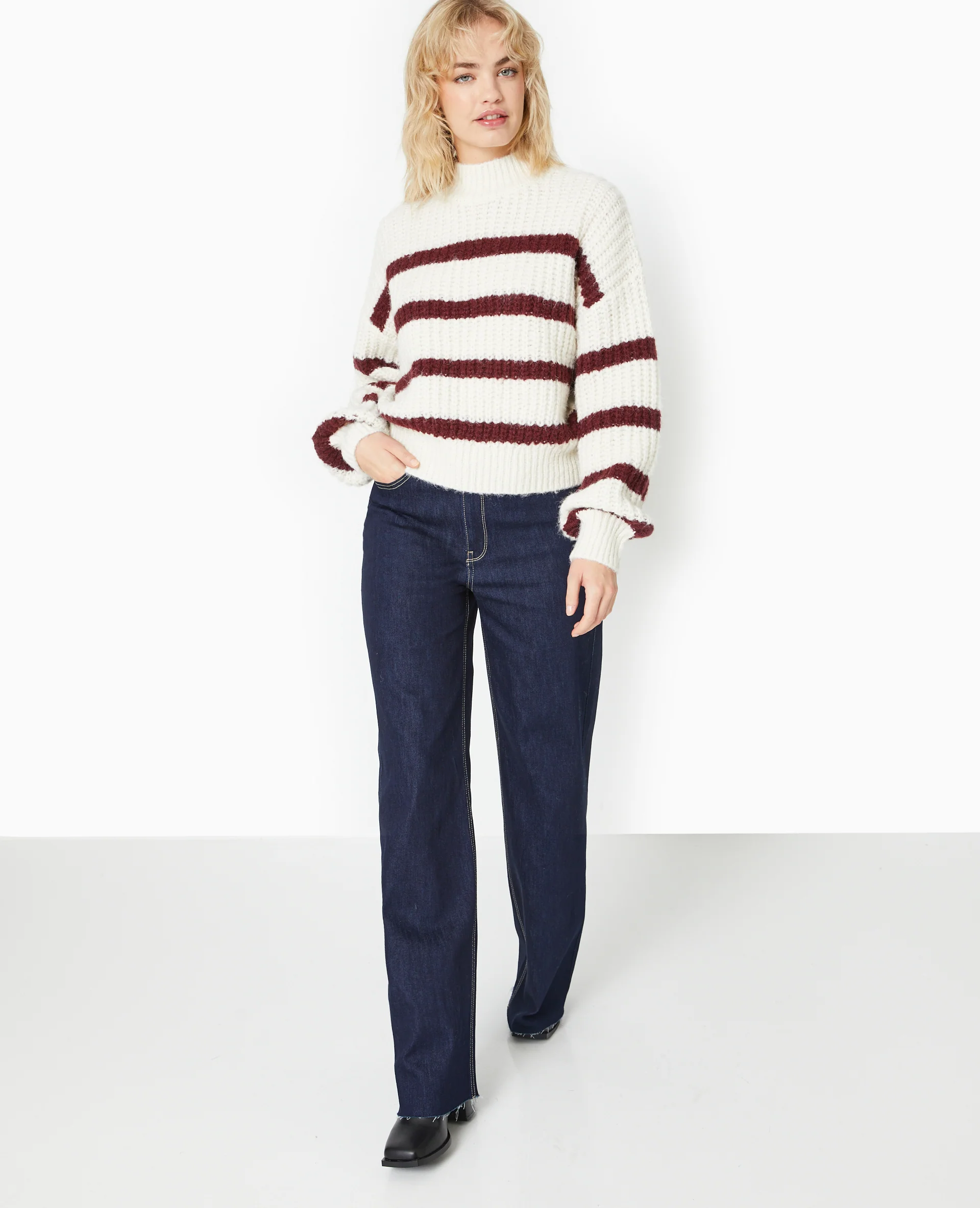 Pull grosse maille avec rayures