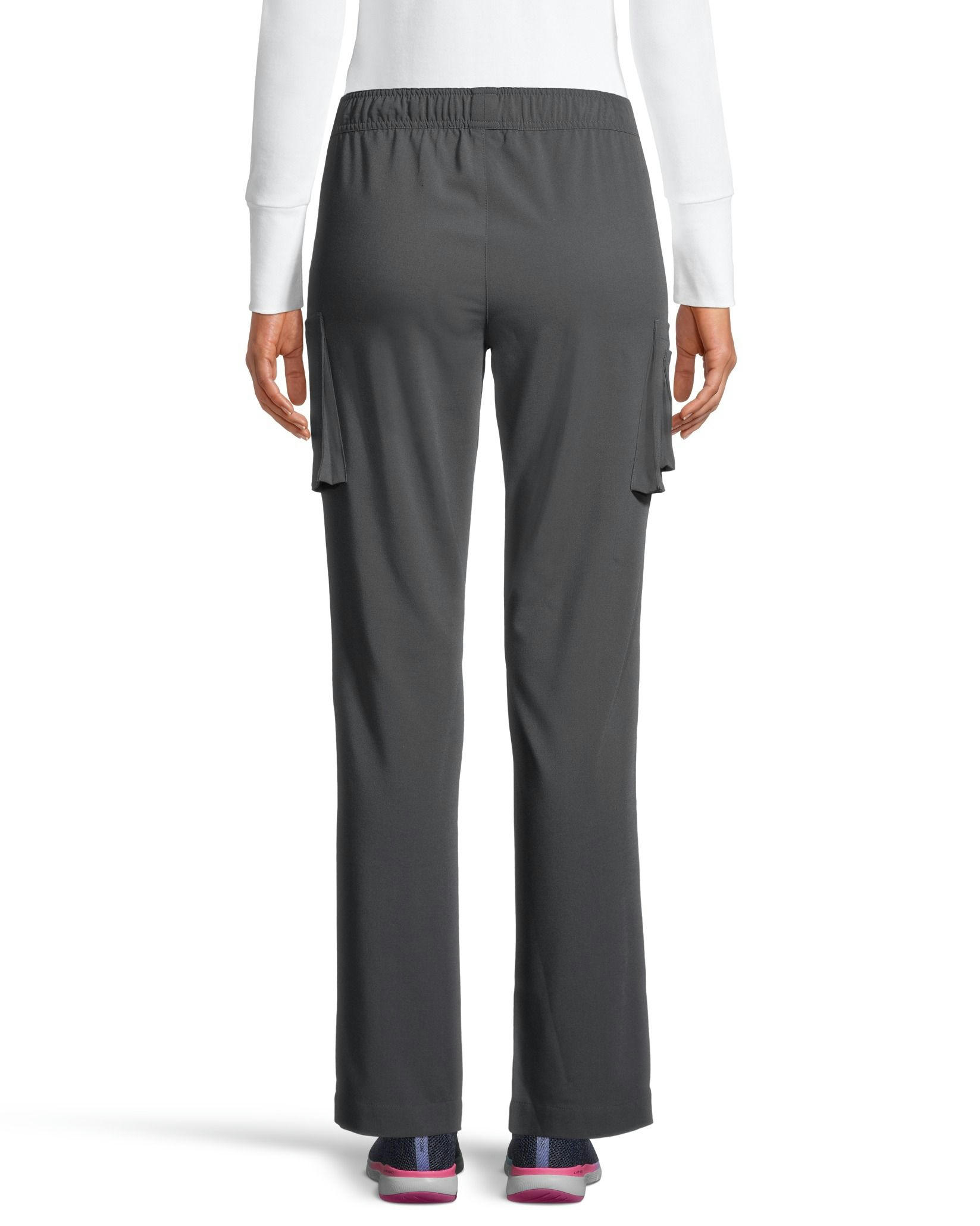 Health Pro Heart Women's Heart Cargo Pocket Elastic Stretch Waist with Drawstring Scrub Pants - Grey