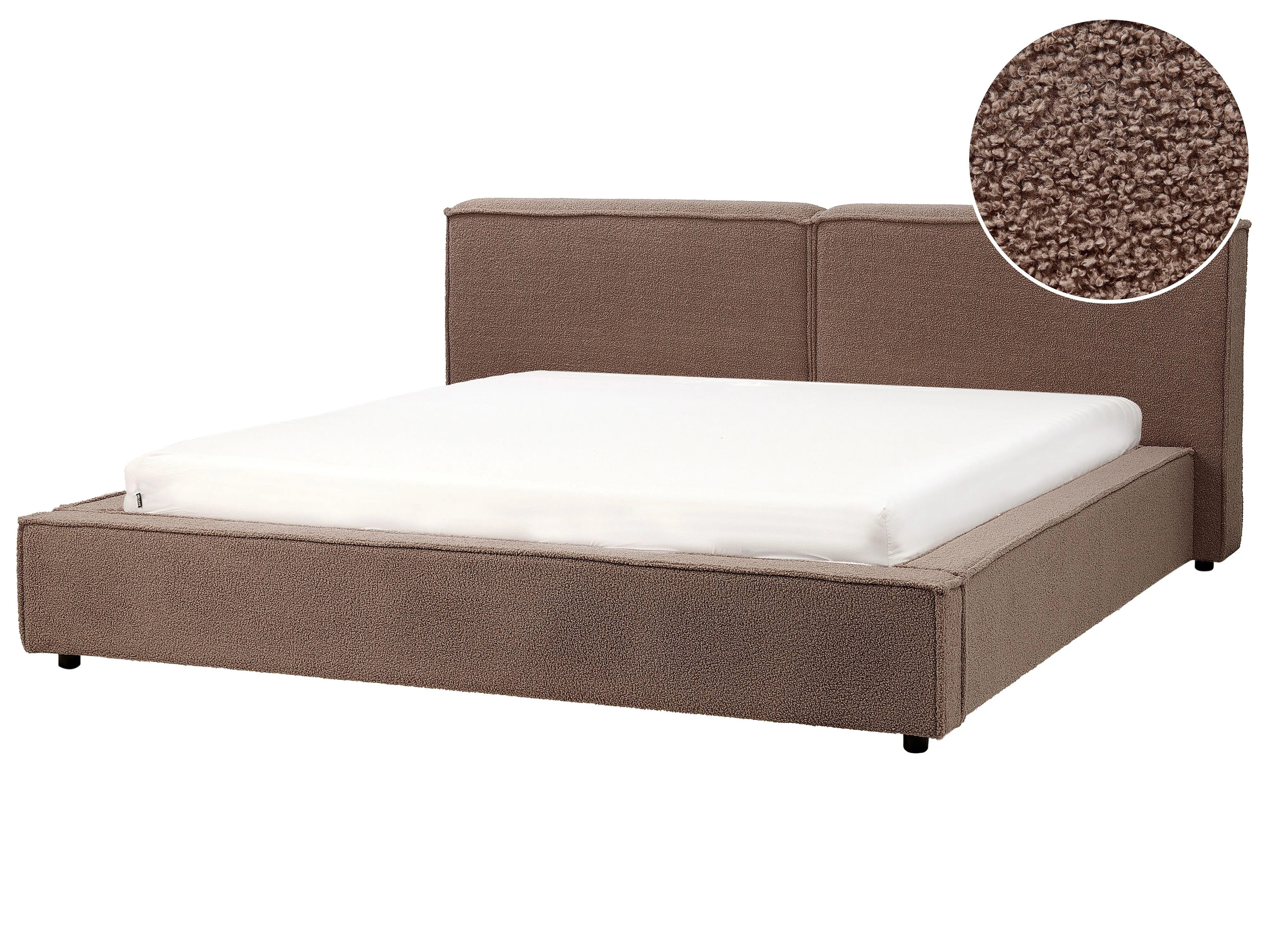 Bed Boucle LINARDS 180 x 200 cm (EU Super King) Brown