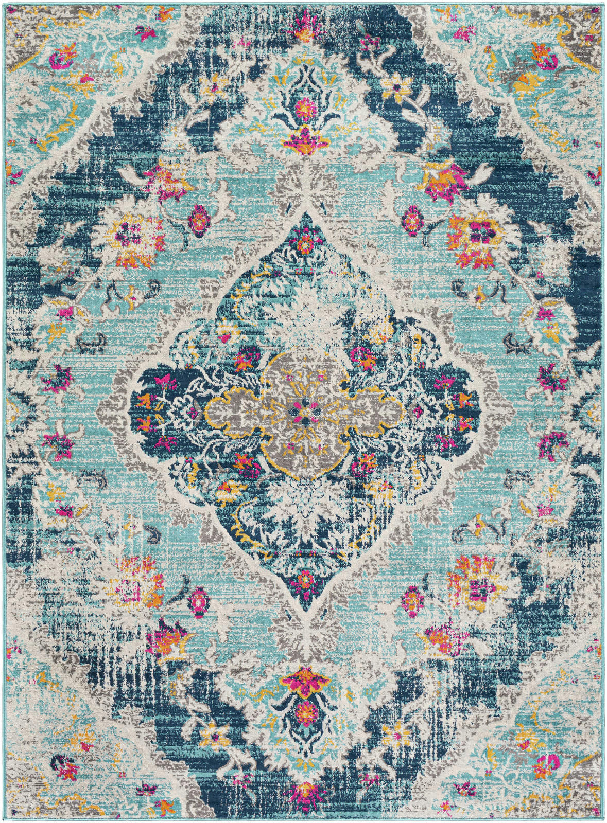 ROMY - Tapis Vintage Oriental Multicolore/Bleu 200x275