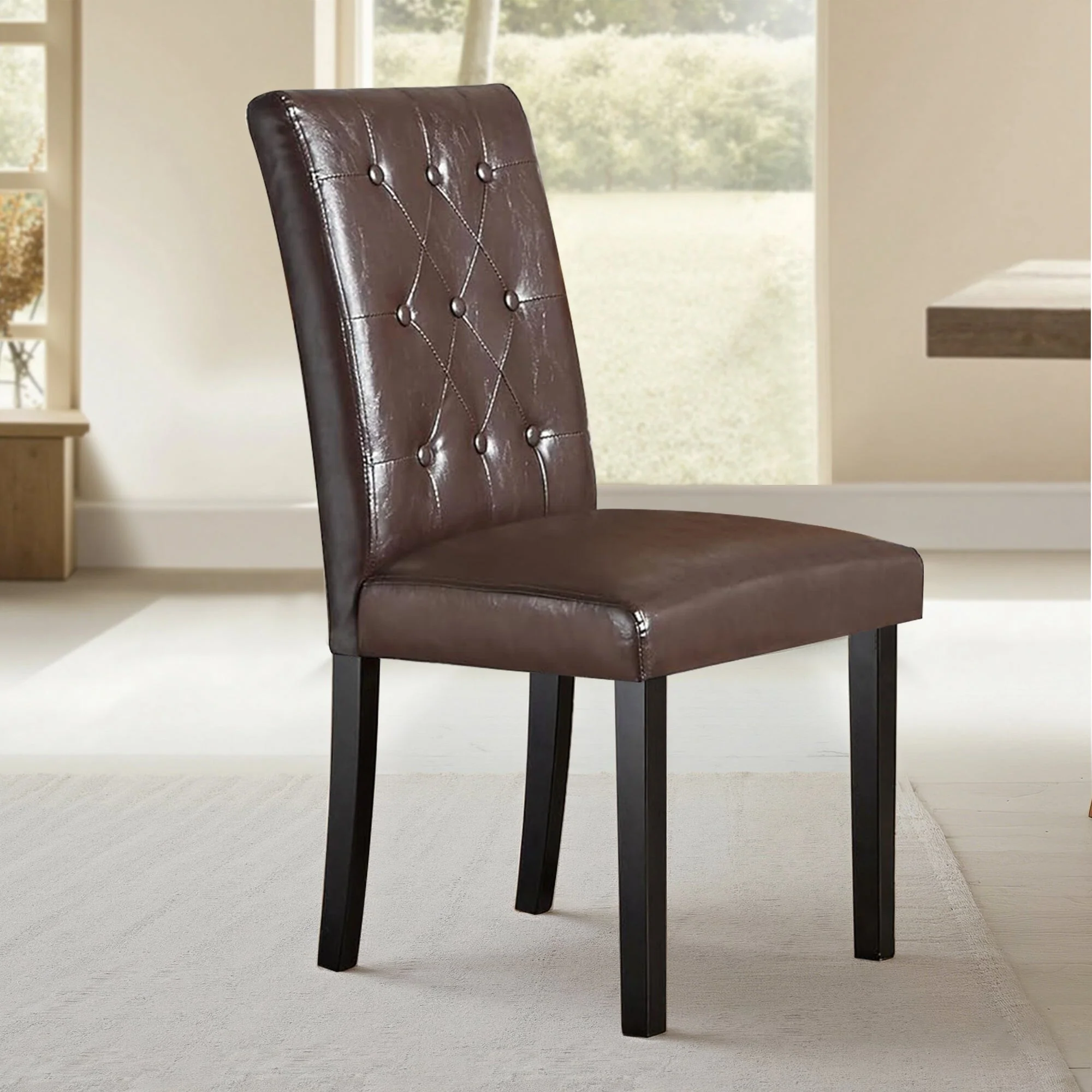 Tufted Upholstered Fabric Dining Room Chairs Set of 6 Button Parsons Diner Chair Kitchen Chairs, 3 Package