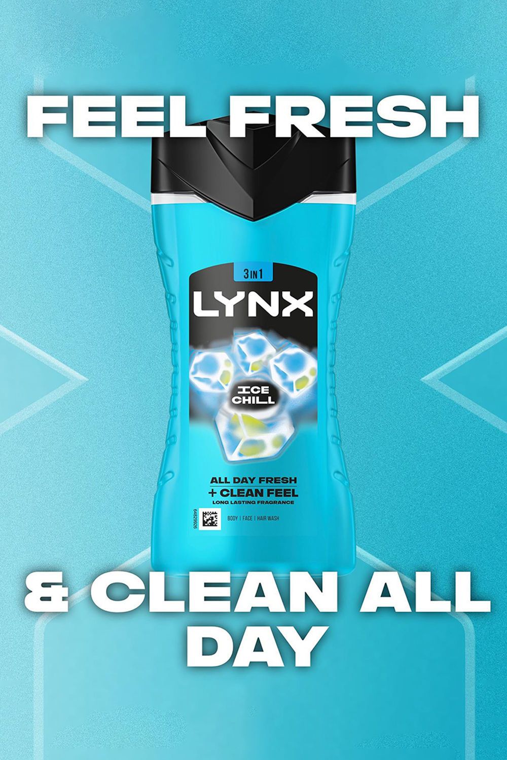 Lynx Ice Chill 12H Fragrance Shower Gel 'Body Wash', 6x225ml