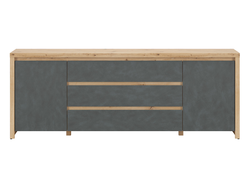 Szafka RTV Larios 190 cm z 2 drzwiami i 3 szufladami dąb artisan/matera