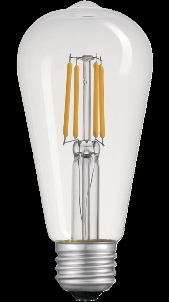 NOMA ST19 E26 Base Dimmable LED Filament Light Bulbs, 500 Lumens, Warm White, 60W, 2-pk