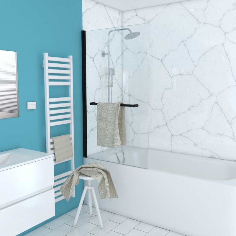 Paroi de bain Prime noir mat 150 x 85 cm AURLANE
