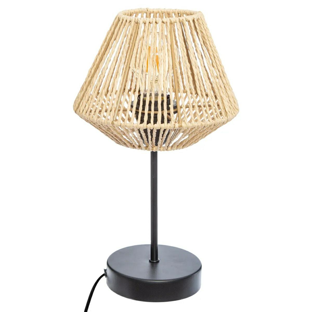 Lampa stołowa Jily beżowa 34x19 cm z naturalnym abażurem