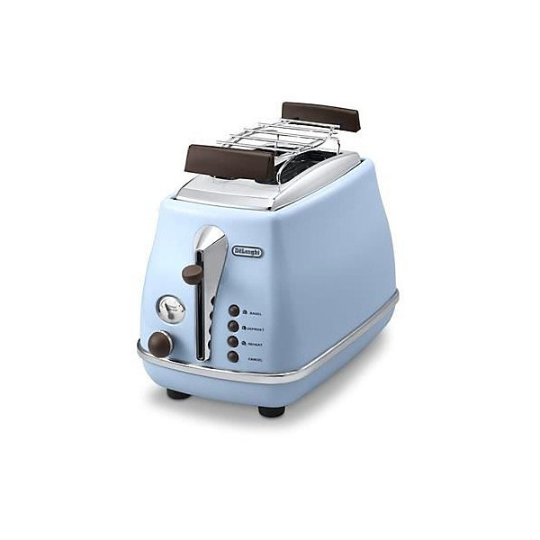 Grille Pain - Toaster ElectriqueIcona Vintage - DELONGHI CTOV 2103.AZ - 2 fentes - 6 positions - Bleu et Marron