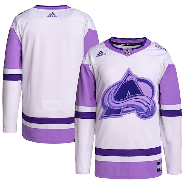 Colorado Avalanche adidas Hockey Fights Cancer Primegreen Authentic Blank Practice Jersey - White/Purple