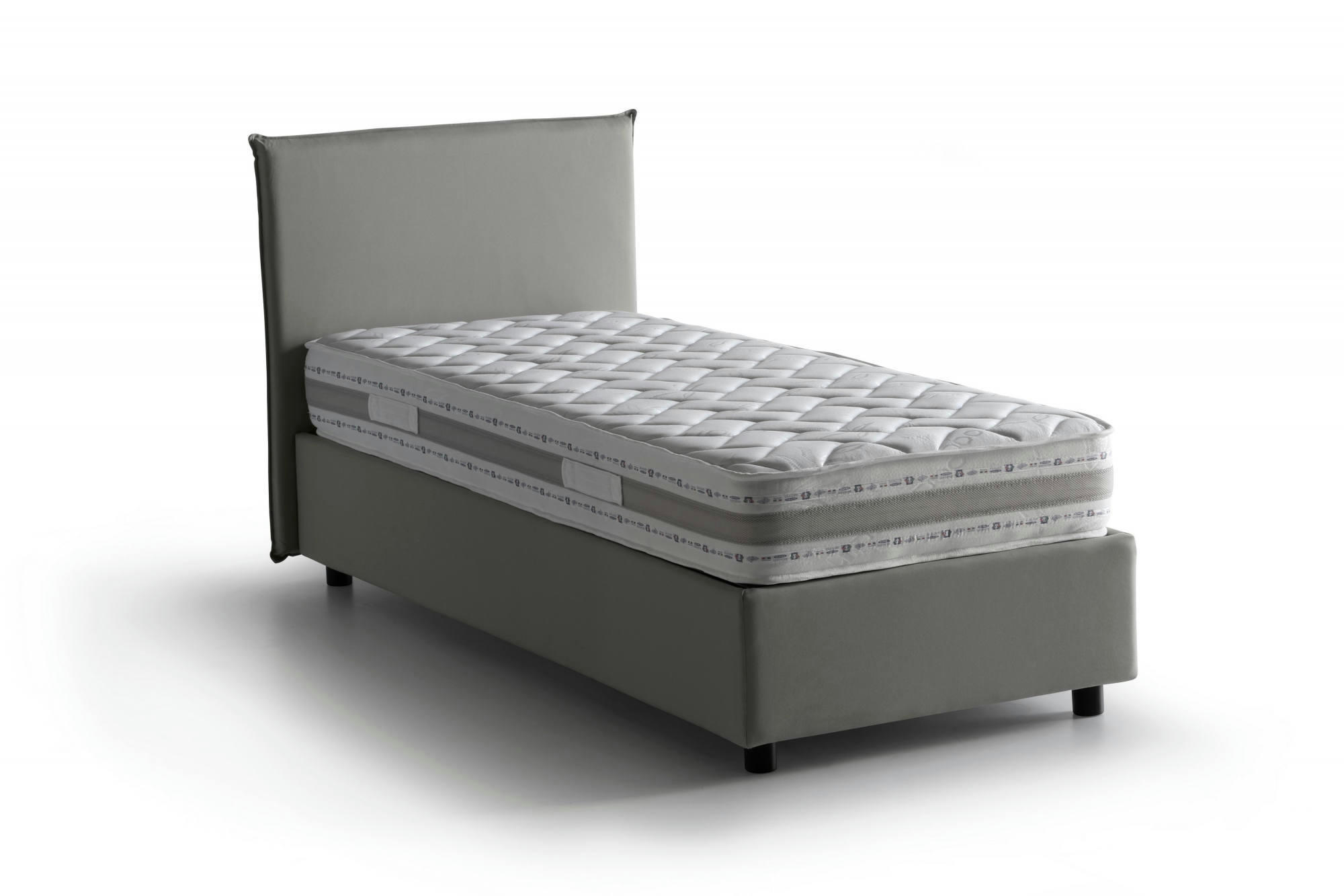 BEATA - Lit coffre 140x190 cm en tissu gris