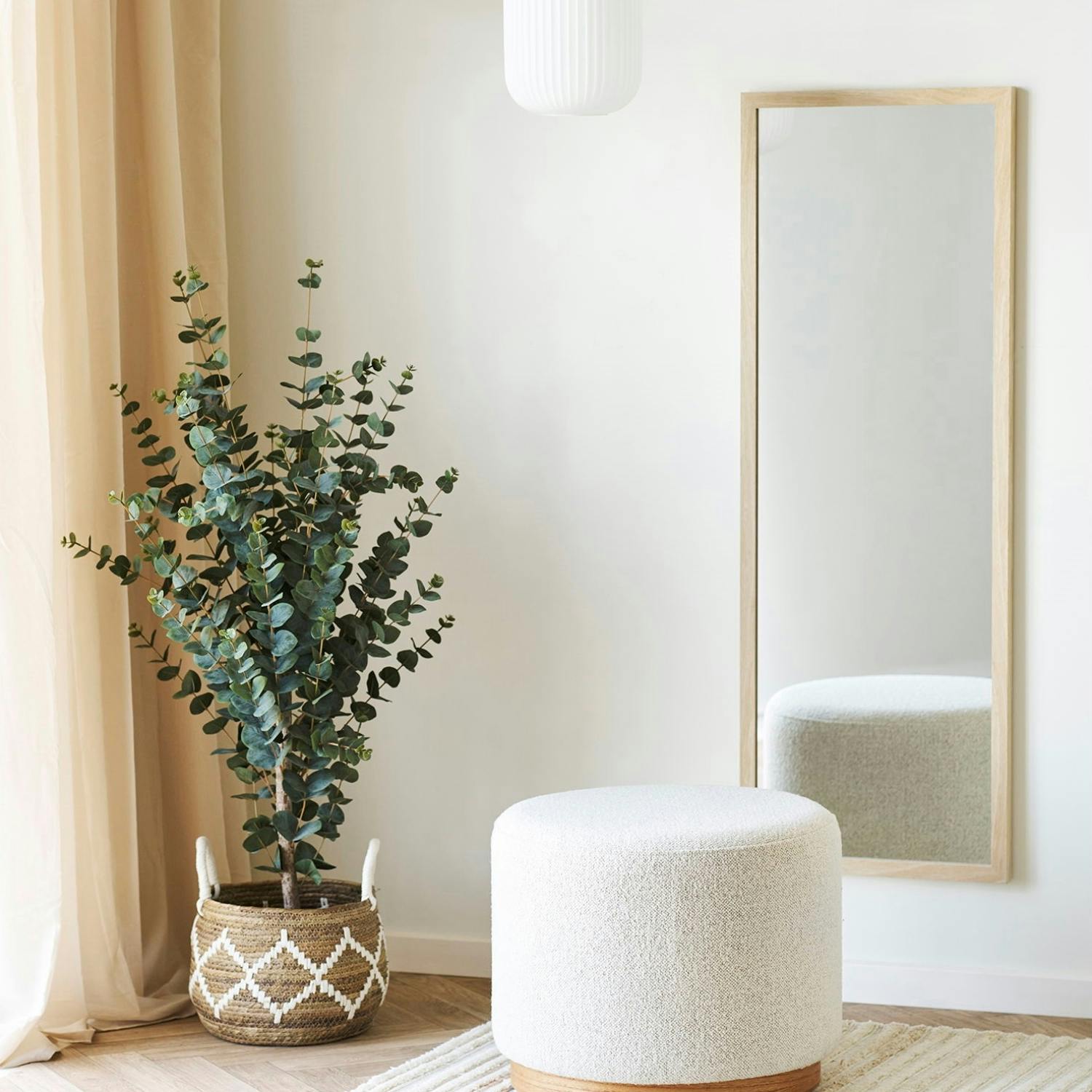 Miroir rectangulaire cadre effet bois clair 110 cm CODY