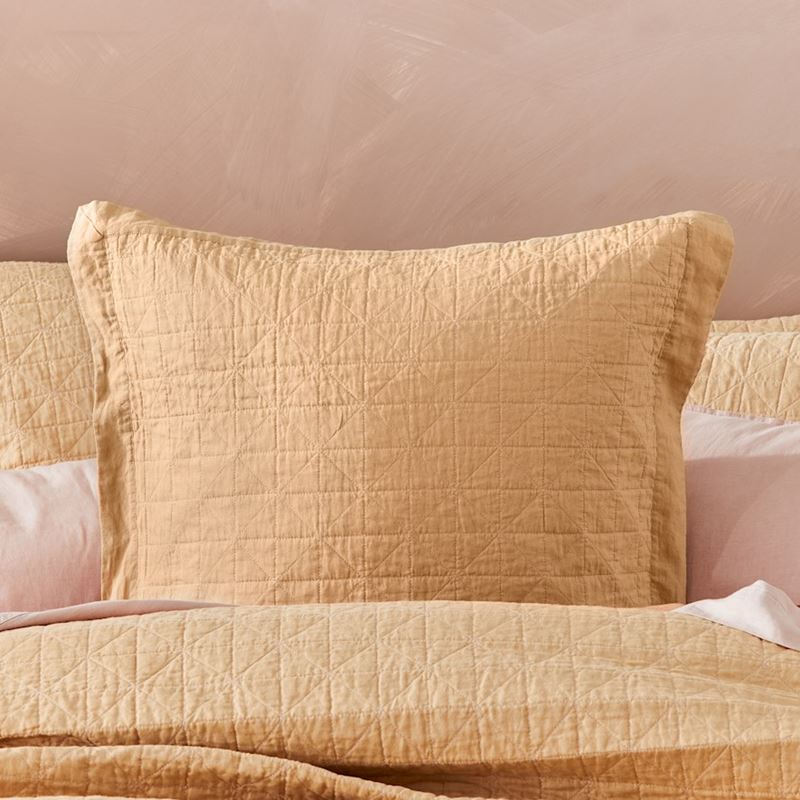 Vintage Washed Linen Latte Quilted Coverlet Separates