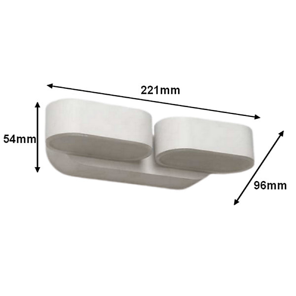 Applique Murale Double Blanche LED 12W IP54 Orientable Ovale - Blanc Neutre 4000K - 5500K - SILAMP