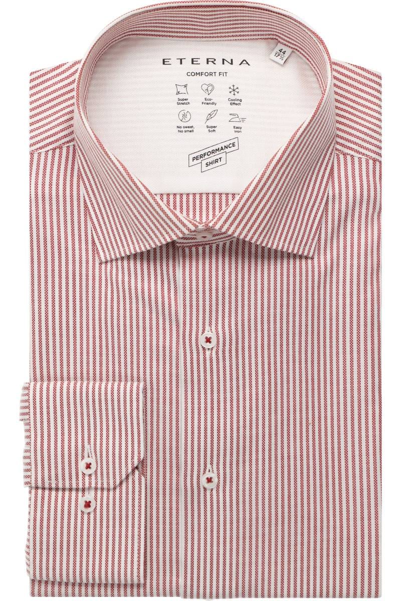 ETERNA Comfort Fit Tencel Hemd weinrot, Gestreift