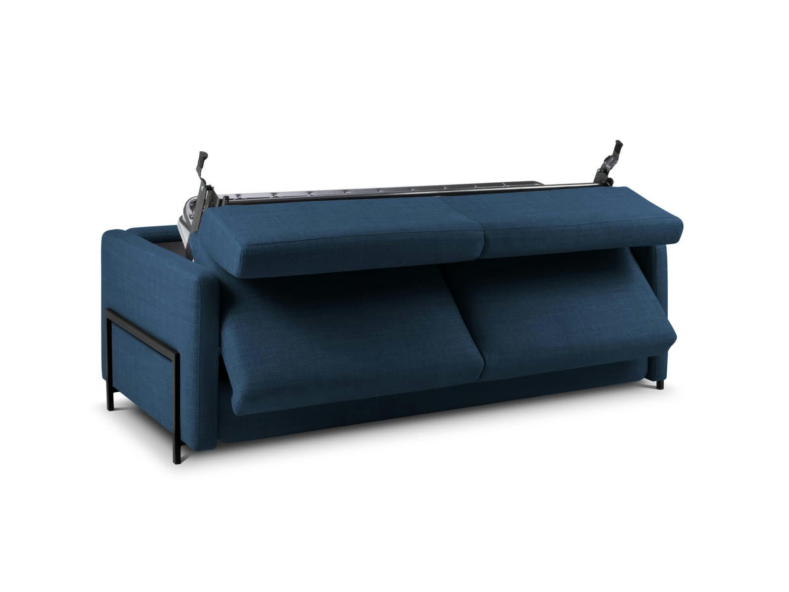 YANIS - Canapé Convertible 3 places en Tissu Structurel Bleu