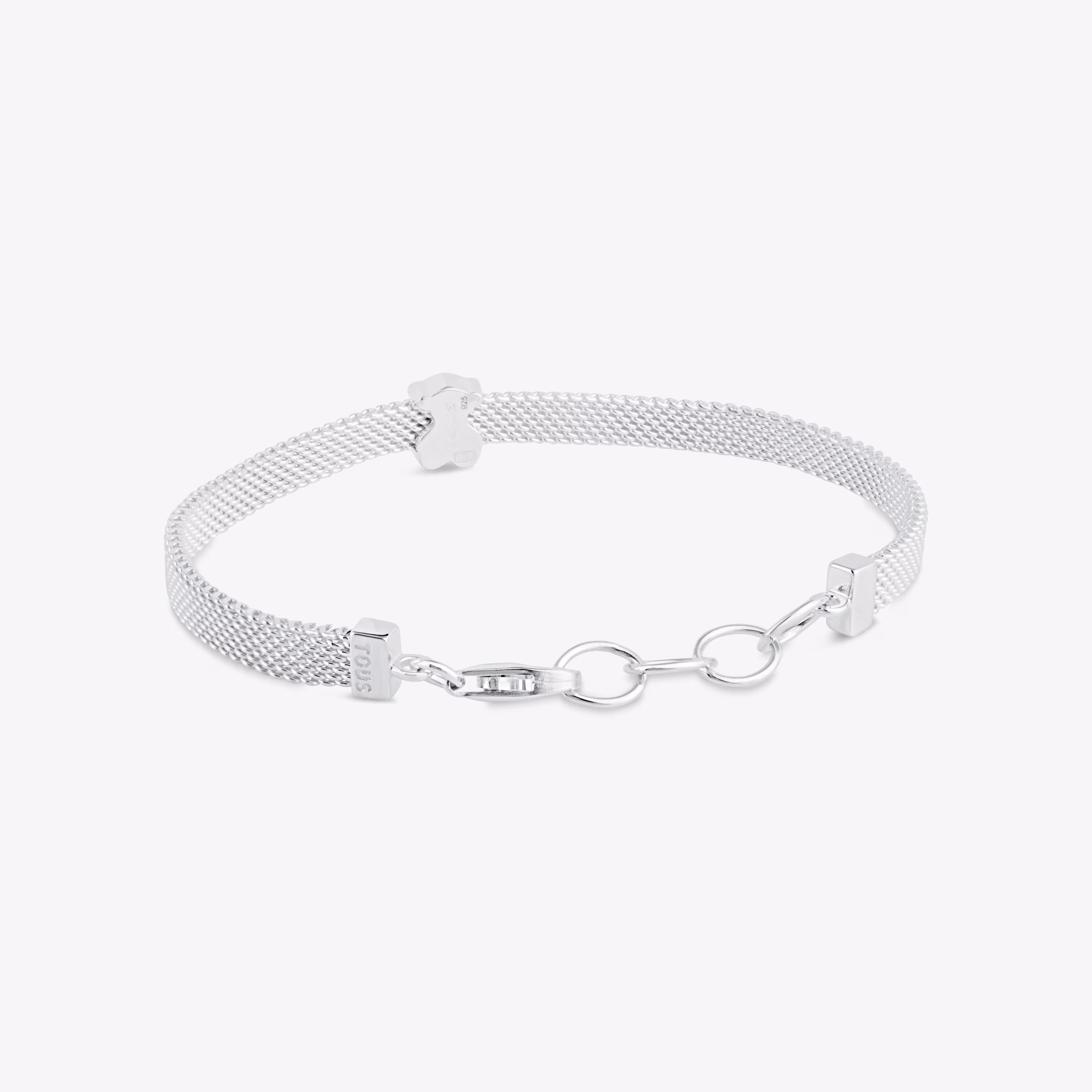 Pulsera oso de plata Mesh