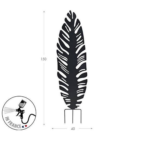 Déco en métal à planter Feuille - 40x130 cm - anthracite