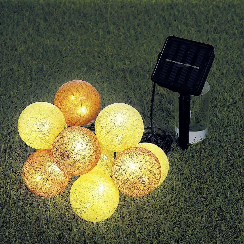 Guirlande boule solaire 10 LED blanc chaud 2,7 m