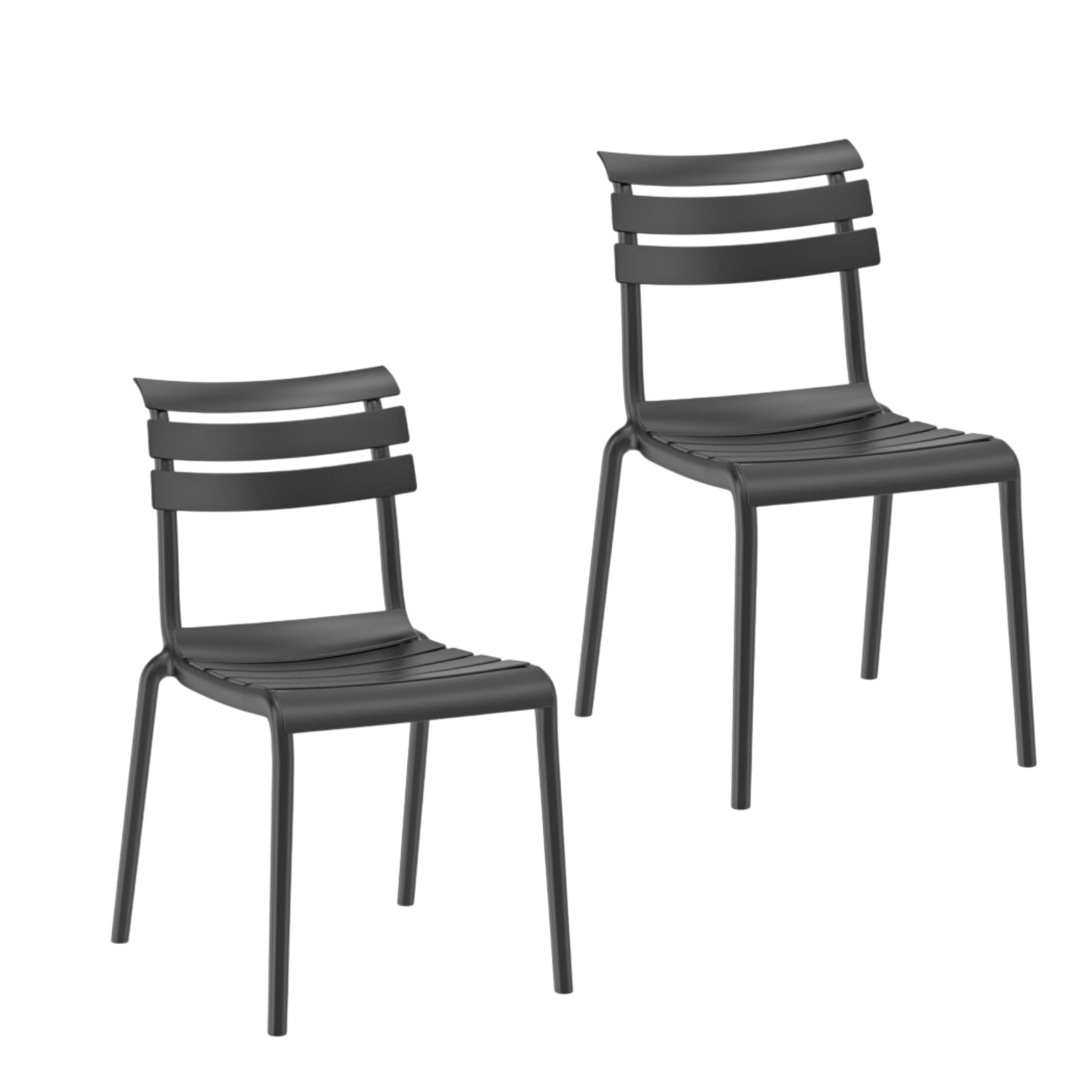 Chaise de jardin en plastique gris (lot de 2) LUGANO