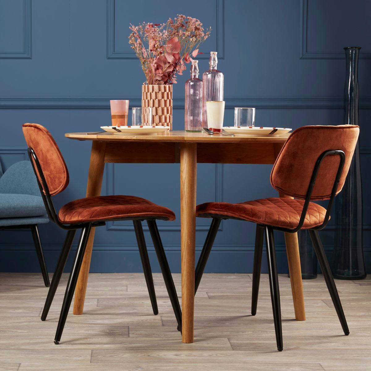 LIZZY - Chaise repas velours cognac