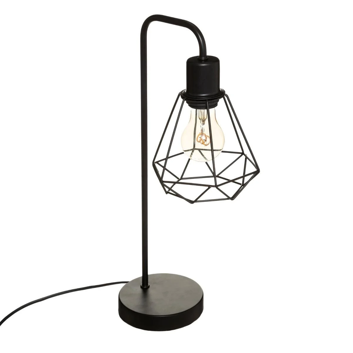 LAMPKA STOŁOWA Flave czarna w kształcie diamentu METALOWA