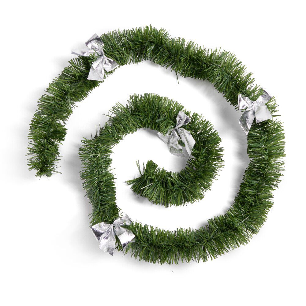 Guirlande de no&euml;l artificielle verte avec noeud argenté L2M