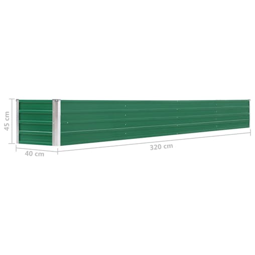 NNEVL Garden Raised Bed Galvanised Steel 320x40x45 cm Green