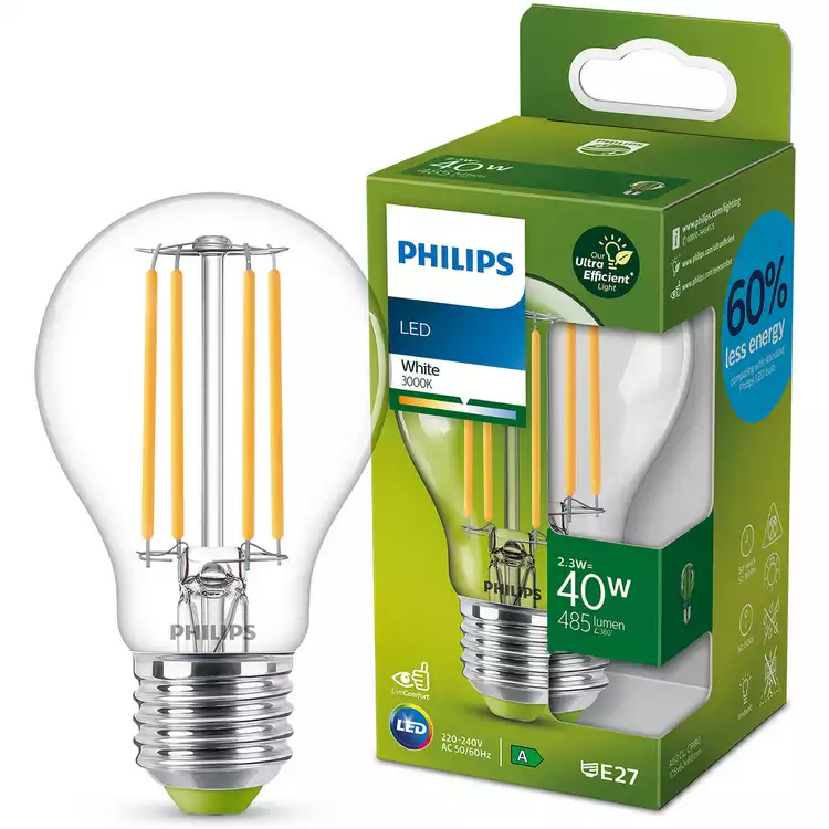 Philips 2.3W - 40W LED ES White Ultra Efficient Light Bulb