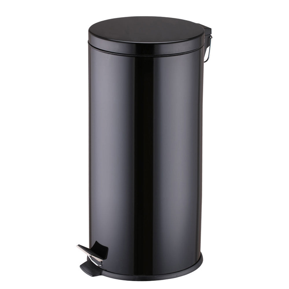 Poubelle ronde pédale noir 30L