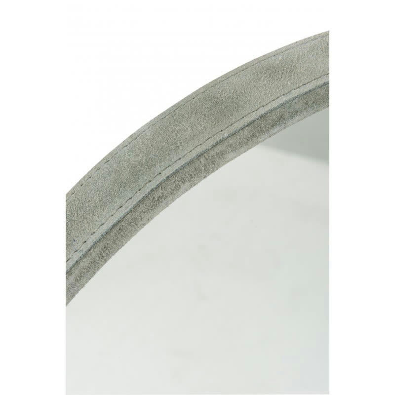 CUIR - Miroir rond cuir vert D40