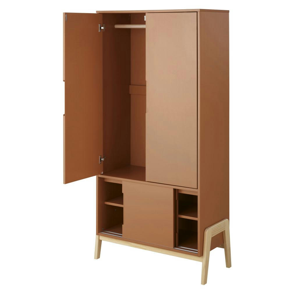 Mimizan - Dressing 4 portes marron caramel et beige