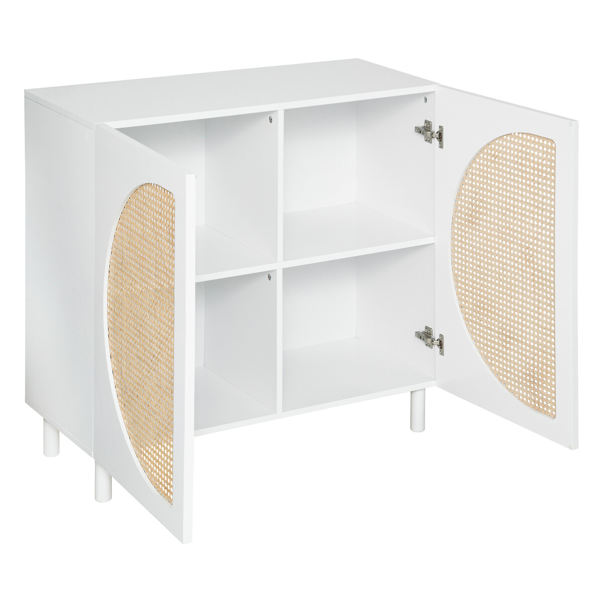 "Cabras" 2-door sideboard White wood, Rattan, 94x86 cm