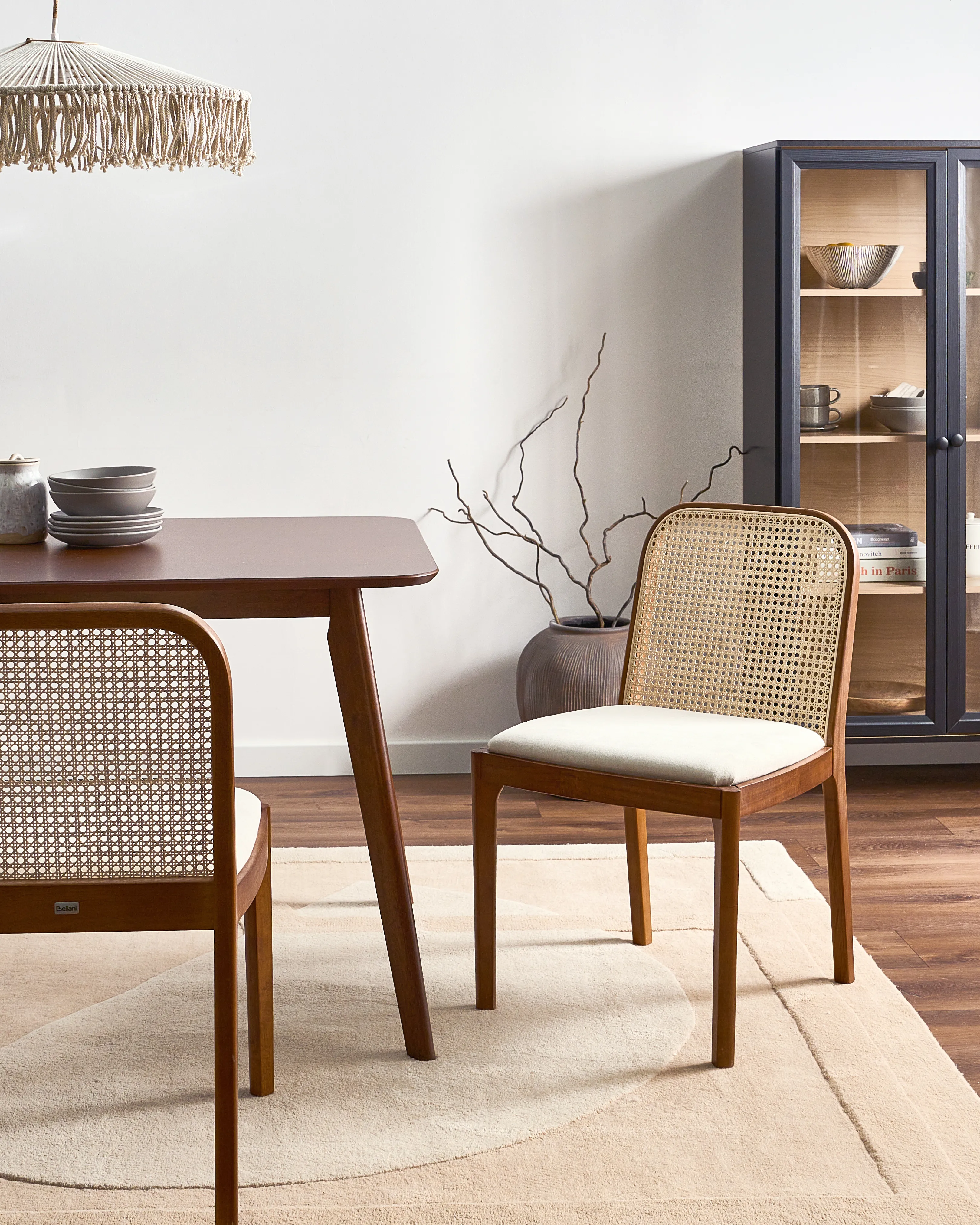 Set of 2 Dining Chairs EDINA Fabric Brown/ Beige