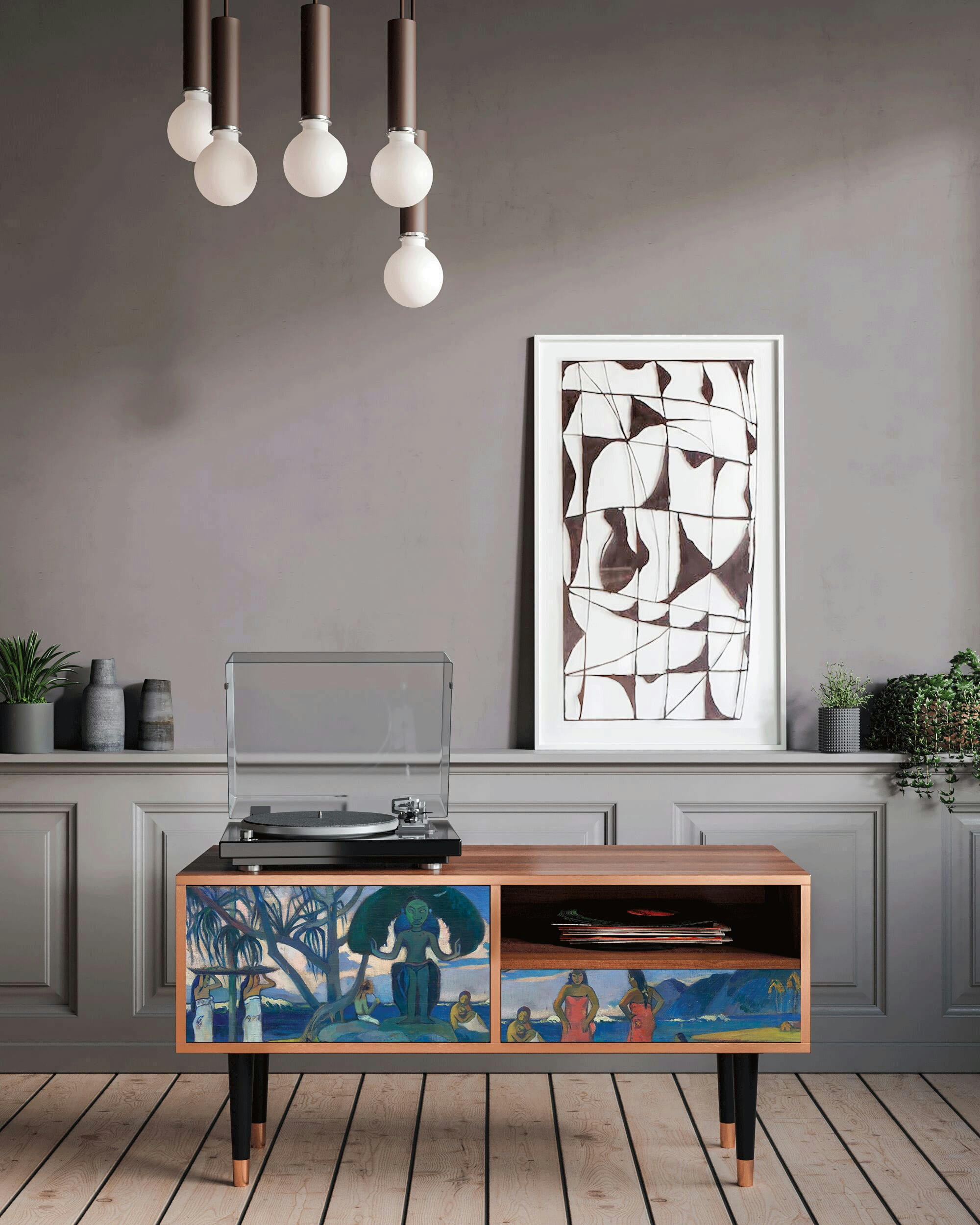 DAY OF THE GOD BY PAUL GAUGUIN - Meuble TV  multicolore 1 tiroir et 1 porte L 115 cm